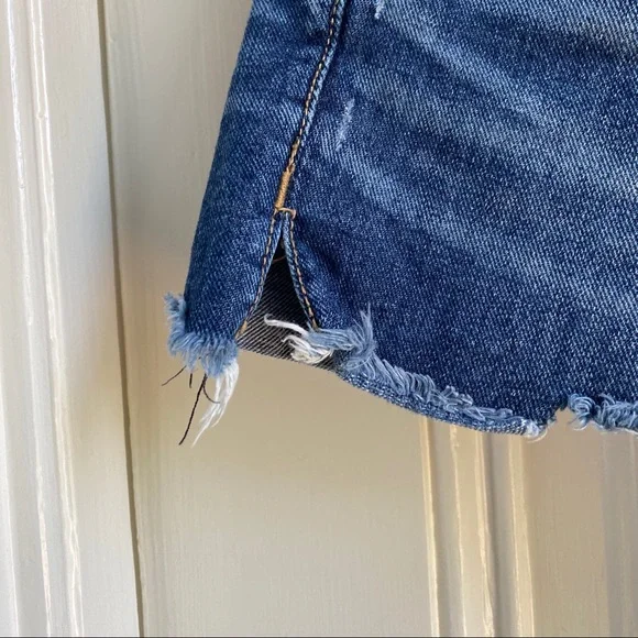 Free People Blue Distressed Cut-Off Jean Shorts - Picture 7 of 11